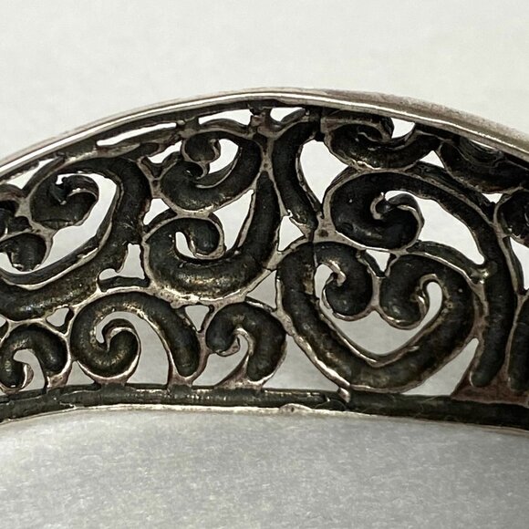 Sterling Silver 925 Chunky Openwork Scrollwork Wide Cuff Bracelet Sz 6" 36g - Picture 9 of 16